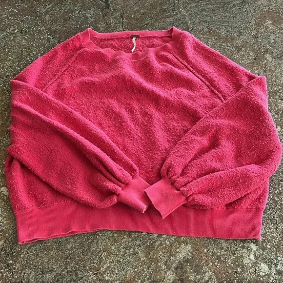 Free People Found My Friend Pullover Pink Fuzzy Soft Crewneck Sweatshirt Small - Picture 3 of 13